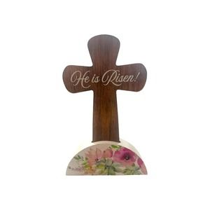 He is Risen Cross Tabletop Counter Mantle Easter Sign Plaque Spring Decor